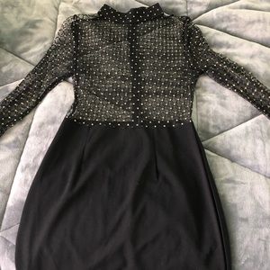 Black Long Sleeve High Bodycon Dress